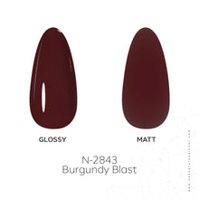 Load image into Gallery viewer, N 2843 – Burgundy Blast Gel Polish – 15 ml | Long-Lasting, High-Gloss Deep Wine Red Nail Polish Gel