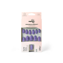 Load image into Gallery viewer, Nano® Amethyst Kitty Stare Pressed on Nails - 24pcs with Glue | Instant Gel-Like Shine, Lavender Purple Chrome Fake Nails Set