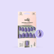 Load image into Gallery viewer, Nano® Amethyst Kitty Stare Pressed on Nails - 24pcs with Glue | Instant Gel-Like Shine, Lavender Purple Chrome Fake Nails Set