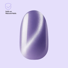 Load image into Gallery viewer, Nano® Amethyst Kitty Stare Pressed on Nails - 24pcs with Glue | Instant Gel-Like Shine, Lavender Purple Chrome Fake Nails Set
