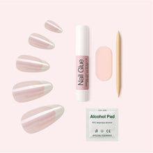 Load image into Gallery viewer, Nano® Barely French Pressed on Nails - 24pcs with Glue | Instant Gel-Like Shine, Chrome French Glossy Fake Nails Set