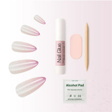 Load image into Gallery viewer, Nano® Blush Whisper Cateye Pressed on Nails - 24pcs with Glue | Instant Gel-Like Shine, Soft Pink Chrome Cat Eye Fake Nails Set