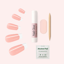Load image into Gallery viewer, Nano® Blush French Edge Pressed on Nails - 24pcs with Glue | Instant Gel-Like Shine, Soft Pink French Glossy Fake Nails Set