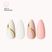 Load image into Gallery viewer, Nano® Blush Marble Luxe Pressed on Nails - 24pcs with Glue | Instant Gel-Like Shine, Pink & White Marble Design Glossy Fake Nails Set