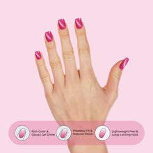 Load image into Gallery viewer, Nano® Blush Panther Stare Pressed on Nails - 24pcs with Glue | Instant Gel-Like Shine, Hot Pink Glossy Fake Nails Set
