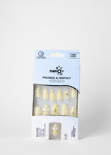 Load image into Gallery viewer, Nano® Buttercream Glow Pressed on Nails - 24pcs with Glue | Instant Gel-Like Shine, Yellow Minimal Line Art Fake Nails Set