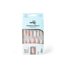 Load image into Gallery viewer, Nano® Blush Marble Luxe Pressed on Nails - 24pcs with Glue | Pink & White Marble Design Glossy Fake Nails Set