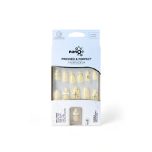 Load image into Gallery viewer, Nano® Buttercream Glow Pressed on Nails - 24pcs with Glue | Yellow Minimal Line Art Fake Nails Set