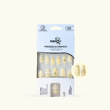 Load image into Gallery viewer, Nano® Buttercream Glow Pressed on Nails - 24pcs with Glue | Instant Gel-Like Shine, Yellow Minimal Line Art Fake Nails Set