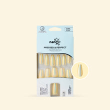 Load image into Gallery viewer, Nano® Chrome Golden Ember Pressed on Nails - 24pcs with Glue | Instant Gel-Like Shine, Gold Chrome Glossy Fake Nails Set