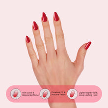 Load image into Gallery viewer, Nano® Crimson Charm Pressed on Nails - 24pcs with Glue | Instant Gel-Like Shine, Classic Red Glossy Fake Nails Set