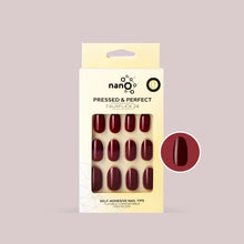Load image into Gallery viewer, Nano® Crimson Crush Pressed on Nails - 24pcs Self-Adhesive | Deep Red Gloss Finish, Classic Red Fake Nails Set