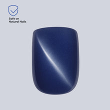 Load image into Gallery viewer, Nano® Galactic Meow CatEye Pressed on Nails - 24pcs with Glue | Instant Gel-Like Shine, Deep Blue Chrome Fake Nails Set