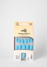 Load image into Gallery viewer, Nano® Glacier Cat Gleam Pressed on Nails - 24pcs with Glue | Instant Gel-Like Shine, Icy Blue Chrome Fake Nails Set