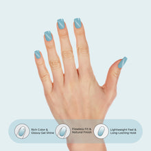Load image into Gallery viewer, Nano® Glacier Cat Gleam Pressed on Nails - 24pcs with Glue | Instant Gel-Like Shine, Icy Blue Chrome Fake Nails Set