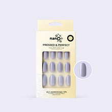 Load image into Gallery viewer, Nano® Lilac Mist Pressed on Nails - 24pcs Self-Adhesive | Soft Grey-Lilac Finish, Glossy Neutral Fake Nails Set