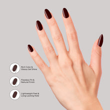 Load image into Gallery viewer, Nano® Merlot Magic Pressed on Nails - 24pcs Self-Adhesive | Deep Wine Red Finish, Glossy Burgundy Fake Nails Set