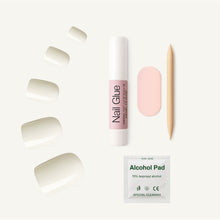 Load image into Gallery viewer, Nano® Milky Whisper Pressed on Nails - 24pcs with Glue | Instant Gel-Like Shine, Soft White Glossy Fake Nails Set