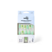 Load image into Gallery viewer, Nano® Mint Mojito Pressed on Nails - 24pcs with Glue | Mint Green Leaf Design Fake Nails Set