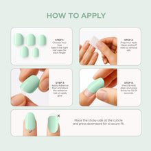 Load image into Gallery viewer, Nano® Mint Breeze Pressed on Nails - 24pcs Self-Adhesive | Fresh Pastel Green Finish, Glossy Mint Fake Nails Set