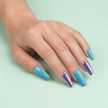 تحميل الصورة إلى عارض المعرض، Nano® Mirror Chrome & Aqua Blue Pressed on Nails - 24pcs with Glue | Instant Gel-Like Shine, Dual-Tone Chrome Blue Fake Nails Set