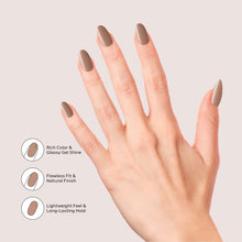 Load image into Gallery viewer, Nano® Mocha Mousse Pressed on Nails - 24pcs Self-Adhesive | Warm Brown Nude Finish, Glossy Neutral Fake Nails Set