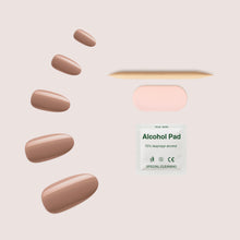 Load image into Gallery viewer, Nano® Mocha Mousse Pressed on Nails - 24pcs Self-Adhesive | Warm Brown Nude Finish, Glossy Neutral Fake Nails Set