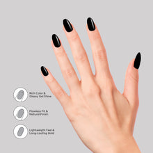 Load image into Gallery viewer, Nano® Onyx Shine Pressed on Nails - 24pcs Self-Adhesive | Jet Black Gloss Finish, Glossy Black Fake Nails Set