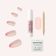 Load image into Gallery viewer, Nano® Pink Macaron Pressed on Nails - 24pcs with Glue | Instant Gel-Like Shine, Pink French Glossy Fake Nails Set