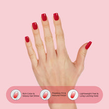 Load image into Gallery viewer, Nano® Red Velvet Glow Pressed on Nails - 24pcs with Glue | Instant Gel-Like Shine, Classic Red Glossy Fake Nails Set