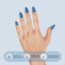 Load image into Gallery viewer, Nano® Sapphire Kitty Stare Pressed on Nails - 24pcs with Glue | Instant Gel-Like Shine, Electric Blue Fake Nails Set