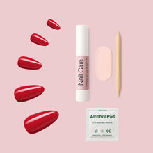 Load image into Gallery viewer, Nano® Scarlet Queen Pressed on Nails - 24pcs with Glue | Instant Gel-Like Shine, Classic Red Glossy Fake Nails Set