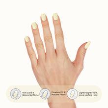 Load image into Gallery viewer, Nano® Vanilla Glow Pressed on Nails - 24pcs with Glue | Creamy Gel-Like Shine, Soft Yellow Glossy Fake Nails Set