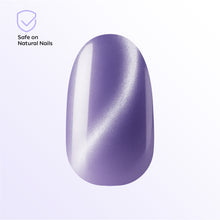 Load image into Gallery viewer, Nano® Amethyst Kitty Stare Pressed on Nails - 24pcs with Glue | Instant Gel-Like Shine, Lavender Purple Chrome Fake Nails Set
