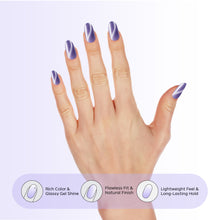 Load image into Gallery viewer, Nano® Amethyst Kitty Stare Pressed on Nails - 24pcs with Glue | Instant Gel-Like Shine, Lavender Purple Chrome Fake Nails Set
