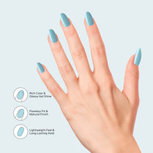 Load image into Gallery viewer, Nano® Aqua Dream Pressed on Nails - 24pcs Self-Adhesive | Sky Blue Finish, Glossy Blue Fake Nails Set
