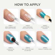 Load image into Gallery viewer, Azure Blue Chrome Powder – 0.8g | Mirror Chrome Powder Nails | Metallic Teal-Blue Chrome Nail Powder