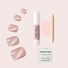 Load image into Gallery viewer, Nano® Blush Kitty Glow Pressed on Nails - 24pcs with Glue | Instant Gel-Like Shine, Soft Pink Glossy Fake Nails Set