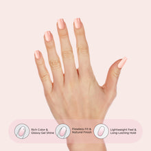 Load image into Gallery viewer, Nano® Blush Veil Pressed on Nails - 24pcs with Glue | Instant Gel-Like Shine, Soft Peachy-Pink Fake Nails Set
