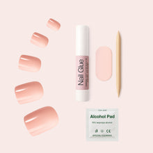 Load image into Gallery viewer, Nano® Blush Veil Pressed on Nails - 24pcs with Glue | Instant Gel-Like Shine, Soft Peachy-Pink Fake Nails Set