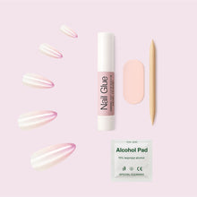 Load image into Gallery viewer, Nano® Blush Whisper Cateye Pressed on Nails - 24pcs with Glue | Instant Gel-Like Shine, Soft Pink Chrome Cat Eye Fake Nails Set