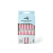 Load image into Gallery viewer, Nano® Blush Chrome French Pressed on Nails - 24pcs with Glue | Instant Gel-Like Shine, Pink Chrome French Fake Nails Set