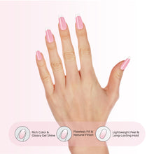 Load image into Gallery viewer, Nano® Blush Chrome French Pressed on Nails - 24pcs with Glue | Instant Gel-Like Shine, Pink Chrome French Fake Nails Set
