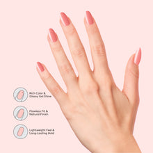 Load image into Gallery viewer, Nano® Blush Babe Pressed on Nails - 24pcs Self-Adhesive | Soft Coral Pink Finish, Glossy Natural Fake Nails Set
