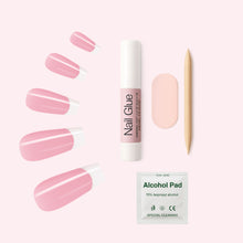 تحميل الصورة إلى عارض المعرض، Nano® Blush Chrome French Pressed on Nails - 24pcs with Glue | Instant Gel-Like Shine, Pink Chrome French Fake Nails Set