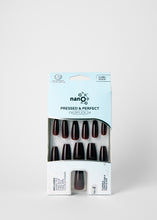 Load image into Gallery viewer, Nano® Crimson Noir Pressed on Nails - 24pcs with Glue | Instant Gel-Like Shine, Deep Burgundy Glossy Fake Nails Set
