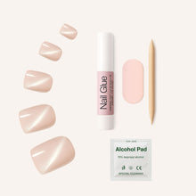 Load image into Gallery viewer, Nano® Celestial Blush Pressed on Nails - 24pcs with Glue | Instant Gel-Like Shine, Nude Beige Glossy Fake Nails Set