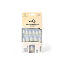 Load image into Gallery viewer, Nano® Cloud Whisper Pressed on Nails - 24pcs with Glue | Instant Gel-Like Shine, Soft Blue-White Ombre Fake Nails Set