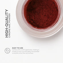 Load image into Gallery viewer, Crimson Wine Chrome Powder – 0.8g | Mirror Chrome Powder Nails | Metallic Red Wine Chrome Nail Powder