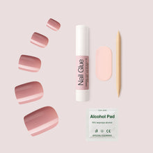 Load image into Gallery viewer, Nano® Dusty Pink Pressed on Nails - 24pcs with Glue | Instant Gel-Like Shine, Muted Rose Fake Nails Set
